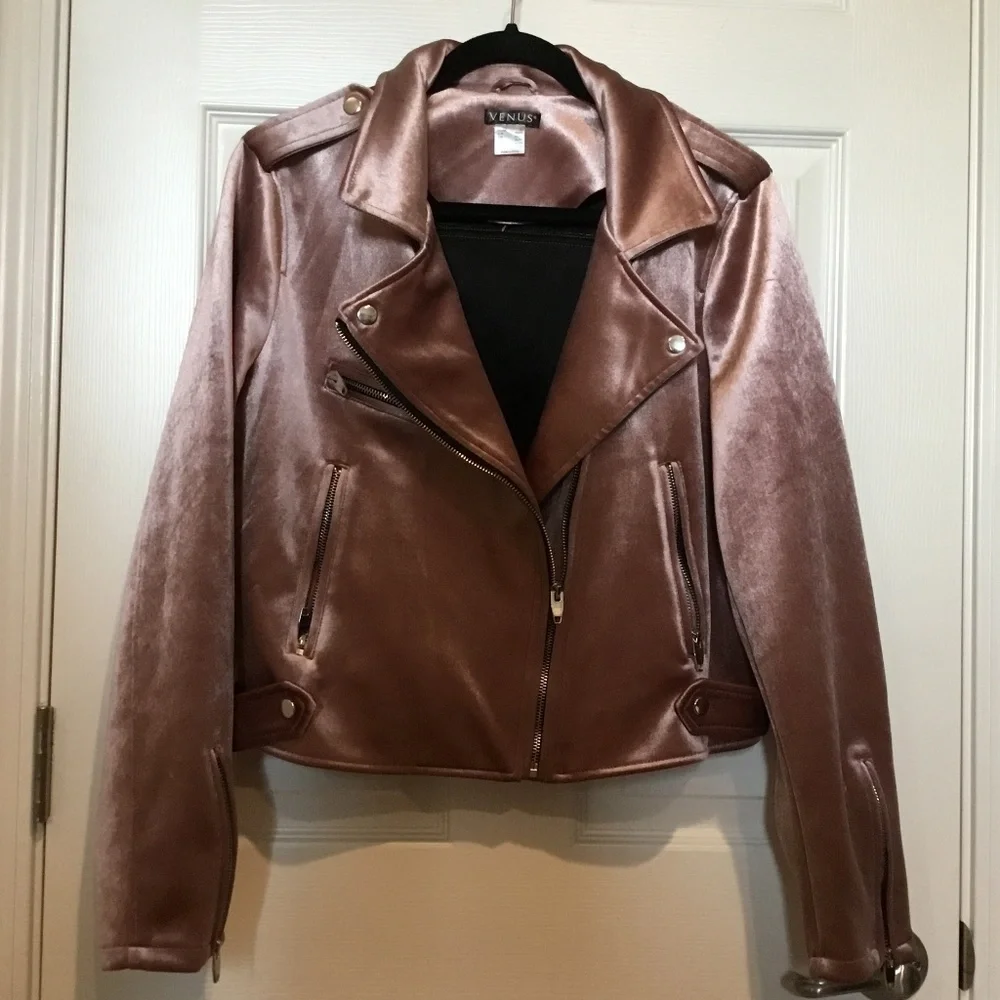 Women’s Venus brand, size xl, rose gold, velvet moto jacket. - Picture 1 of 6